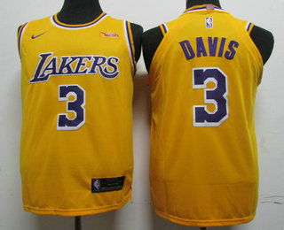Men's Los Angeles Lakers #3 Anthony Davis New Yellow 2019 Nike Authentic Wish Stitched NBA Jersey