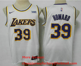 Men's Los Angeles Lakers #39 Dwight Howard White 2021 Nike Swingman Stitched NBA Jersey With Sponsor Logo