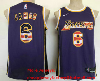Men's Los Angeles Lakers #6 LeBron James Blue 2020 Nike Swingman Stitched Fashion Jersey