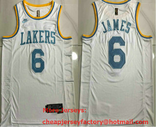 Men's Los Angeles Lakers #6 LeBron James White 2022 Nike AU Throwback Stitched Jersey