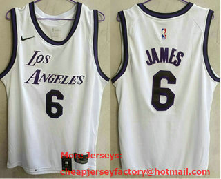 Men's Los Angeles Lakers #6 LeBron James White 2022 Nike Swingman Stitched Jersey