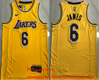 Men's Los Angeles Lakers #6 LeBron James Yellow Icon AU Jersey