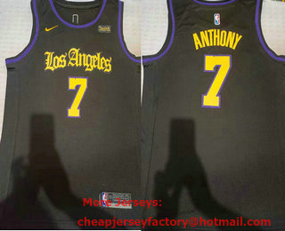 Men's Los Angeles Lakers #7 Carmelo Anthony Black Latin Nights 2021 Nike Swingman Stitched Jersey With Sponsor Logo