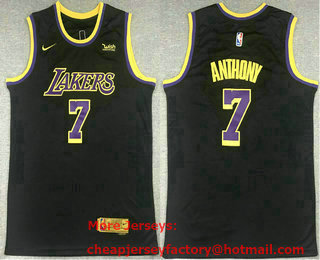 Men's Los Angeles Lakers #7 Carmelo Anthony Black Nike Swingman 2021 Earned Edition Stitched Jersey With Sponsor Logo