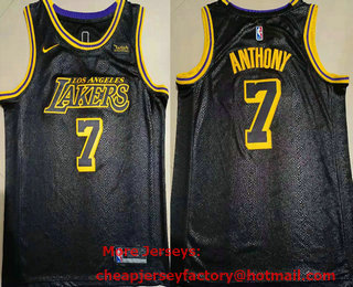 Men's Los Angeles Lakers #7 Carmelo Anthony Black With Los Angeles 2021 Nike Swingman Stitched Jersey With Sponsor Logo
