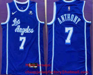 Men's Los Angeles Lakers #7 Carmelo Anthony Blue 2021 Nike Swingman Stitched Jersey With NEW Sponsor