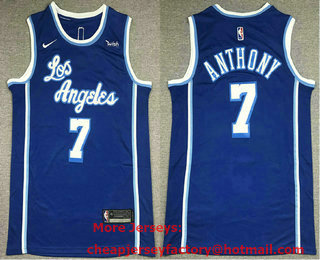 Men's Los Angeles Lakers #7 Carmelo Anthony Blue 2021 Nike Swingman Stitched Jersey With Sponsor Logo