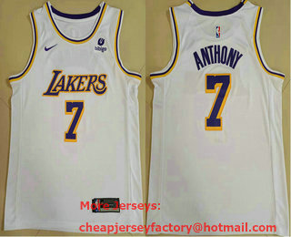 Men's Los Angeles Lakers #7 Carmelo Anthony White 2021 Nike Swingman Stitched Jersey With NEW Sponsor Logo