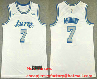 Men's Los Angeles Lakers #7 Carmelo Anthony White NEW 2021 Nike City Edition Stitched Jersey With NEW Sponsor Logo