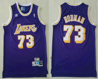 Men's Los Angeles Lakers #73 Dennis Rodman Purple Swingman Stitched NBA Throwback Jersey