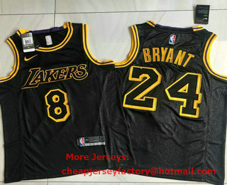 Men's Los Angeles Lakers #8 #24 Kobe Bryant Black 2020 Nike City Edition AU Stitched Jersey