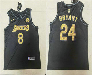 Men's Los Angeles Lakers #8 #24 Kobe Bryant Black Edition Swingman Nike Jersey