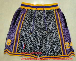 Men's Los Angeles Lakers #8 #24 Kobe Bryant Black Purple Just Don Swingman Throwback Shorts