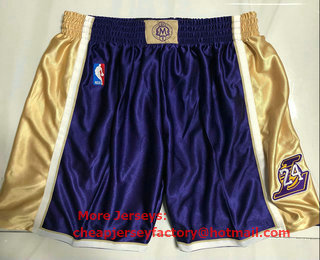 Men's Los Angeles Lakers #8 #24 Kobe Bryant Purple 1996-2016 The Hall of Fame Throwback Shorts
