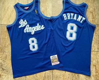 Men's Los Angeles Lakers #8 Kobe Bryant 1996-97 Blue Hardwood Classics Soul AU Throwback Jersey