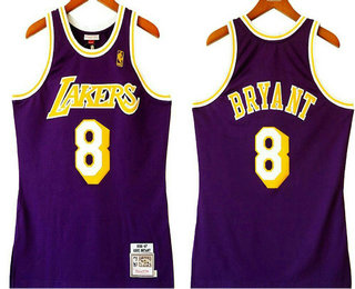 Men's Los Angeles Lakers #8 Kobe Bryant 1996-97 Purple Hardwood Classics Soul AU Throwback Jersey