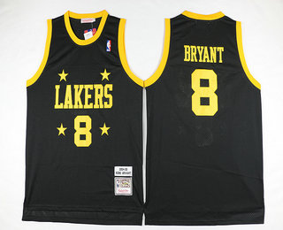 Men's Los Angeles Lakers #8 Kobe Bryant 2004-05 Black Hardwood Classics Soul Swingman Throwback Jersey