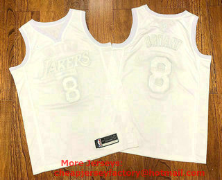 Men's Los Angeles Lakers #8 Kobe Bryant All White AU Nike Jersey