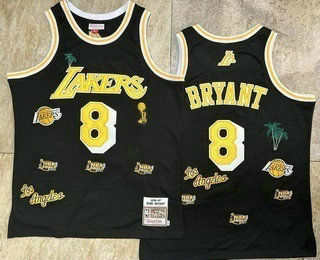 Men's Los Angeles Lakers #8 Kobe Bryant Black AU 1996-97 Throwback Jersey