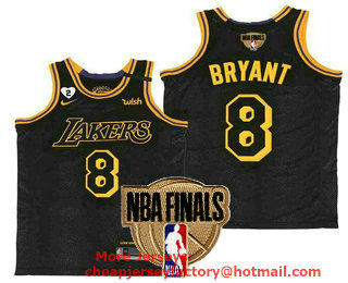 Men's Los Angeles Lakers #8 Kobe Bryant Black NEW 2020 NBA Finals Patch Nike City Edition Wish and Heart Stitched Jersey