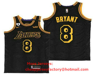 Men's Los Angeles Lakers #8 Kobe Bryant Black NEW 2021 Nike City Edition Wish and Heart Stitched Jersey