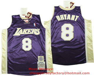 Men's Los Angeles Lakers #8 Kobe Bryant Purple 1996-2016 The Hall of Fame Throwback Jersey