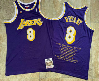 Men's Los Angeles Lakers #8 Kobe Bryant Purple 1998 All Star Hardwood Classics Soul AU Throwback Jersey