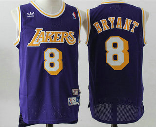 Men's Los Angeles Lakers #8 Kobe Bryant Purple Hardwood Classics Soul Swingman Throwback Jersey