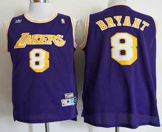 Men's Los Angeles Lakers #8 Kobe Bryant Purple Swingman Throwback Jersey