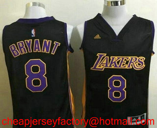 Men's Los Angeles Lakers #8 Kobe Bryant Purple with Black Stitched NBA Revolution 30 Swingman Jersey