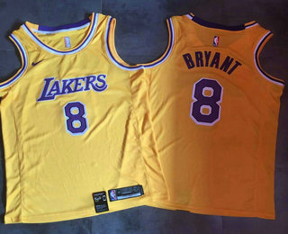 Men's Los Angeles Lakers #8 Kobe Bryant Yellow 2019 Nike AU Swingman ALL Stitched NBA Jersey