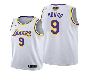 Men's Los Angeles Lakers #9 Rajon Rondo 2020 White Finals Stitched NBA Jersey