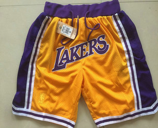 Men's Los Angeles Lakers 1996-97 Yellow Hardwood Classics Soul Swingman Throwback Shorts