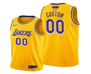 Men's Los Angeles Lakers Active Player 2020 Gold Finals Bound Icon Edition Custom Stitched NBA Jersey