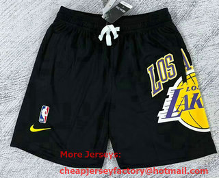 Men's Los Angeles Lakers Black Big LOGO Stitched Swingman Nike Shorts