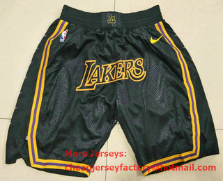 Men's Los Angeles Lakers Black With Lakers Nike Swingman Printed NBA Shorts