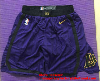 Men's Los Angeles Lakers NEW Purple 2019 Nike City Edition Swingman Stitched NBA Shorts