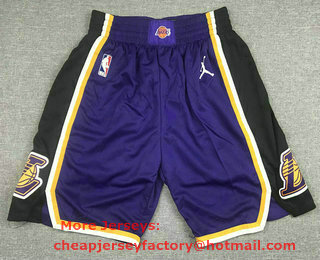 Men's Los Angeles Lakers Purple 2021 Brand Jordan Swingman Stitched NBA Shorts