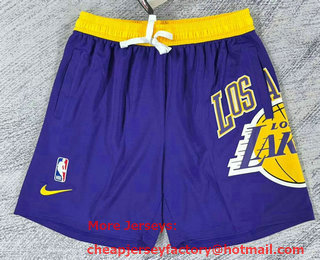 Men's Los Angeles Lakers Purple Big LOGO Stitched Swingman Nike Shorts