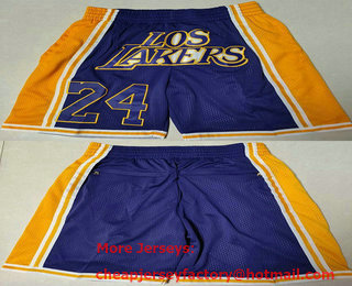 Men's Los Angeles Lakers #24 Kobe Bryant Purple Just Don Shorts