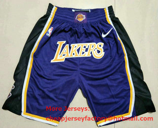 Men's Los Angeles Lakers Purple With Lakers Nike Swingman Printed NBA Shorts