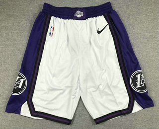Men's Los Angeles Lakers White Purple City Edition Stitched Basketball Shorts