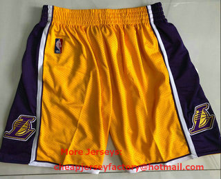 Men's Los Angeles Lakers Yellow 2009-10 Hardwood Classics Soul AU Throwback Shorts