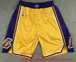 Men's Los Angeles Lakers Yellow 75th Anniversary Diamond 2021 Stitched Shorts