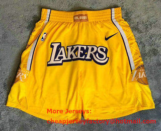 Men's Los Angeles Lakers Yellow With Lakers 2020 Nike City Edition Swingman Shorts