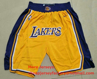 Men's Los Angeles Lakers Yellow With Lakers Nike Swingman Printed NBA Shorts