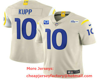 Men's Los Angeles Rams #10 Cooper Kupp 2022 Cream With 3 Star C Patch Vapor Limited Stitched Jersey