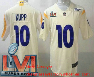 Men's Los Angeles Rams #10 Cooper Kupp Cream 2022 Super Bowl LVI Vapor Untouchable Stitched Limited Jersey