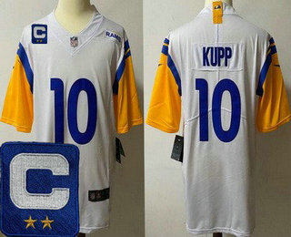 Men's Los Angeles Rams #10 Cooper Kupp Limited White C Patch Alternate Vapor Jersey