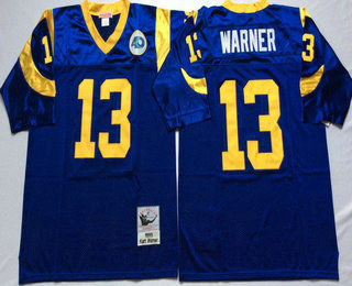 Men's Los Angeles Rams #13 Kurt Warner Light Blue Throwback Jersey by Mitchell & Ness